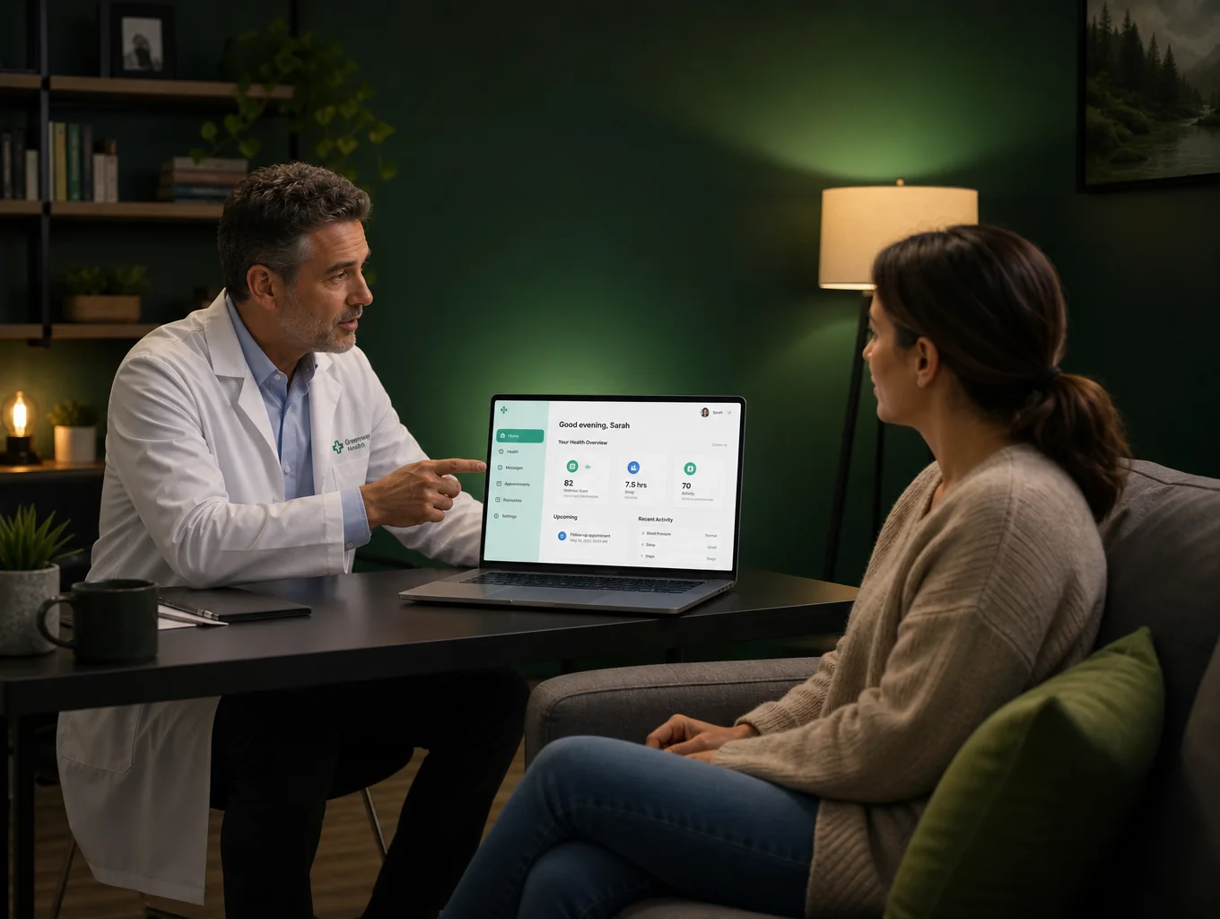Supportive licensed physician speaking warmly during a medical consultation